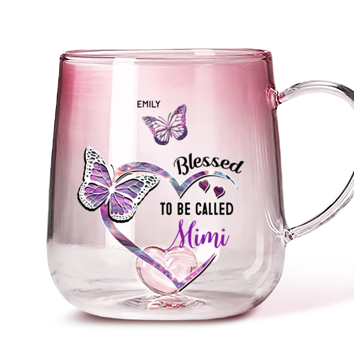 Blessed Mimi -  Personalized Custom Pink Gradient Glass Mug
