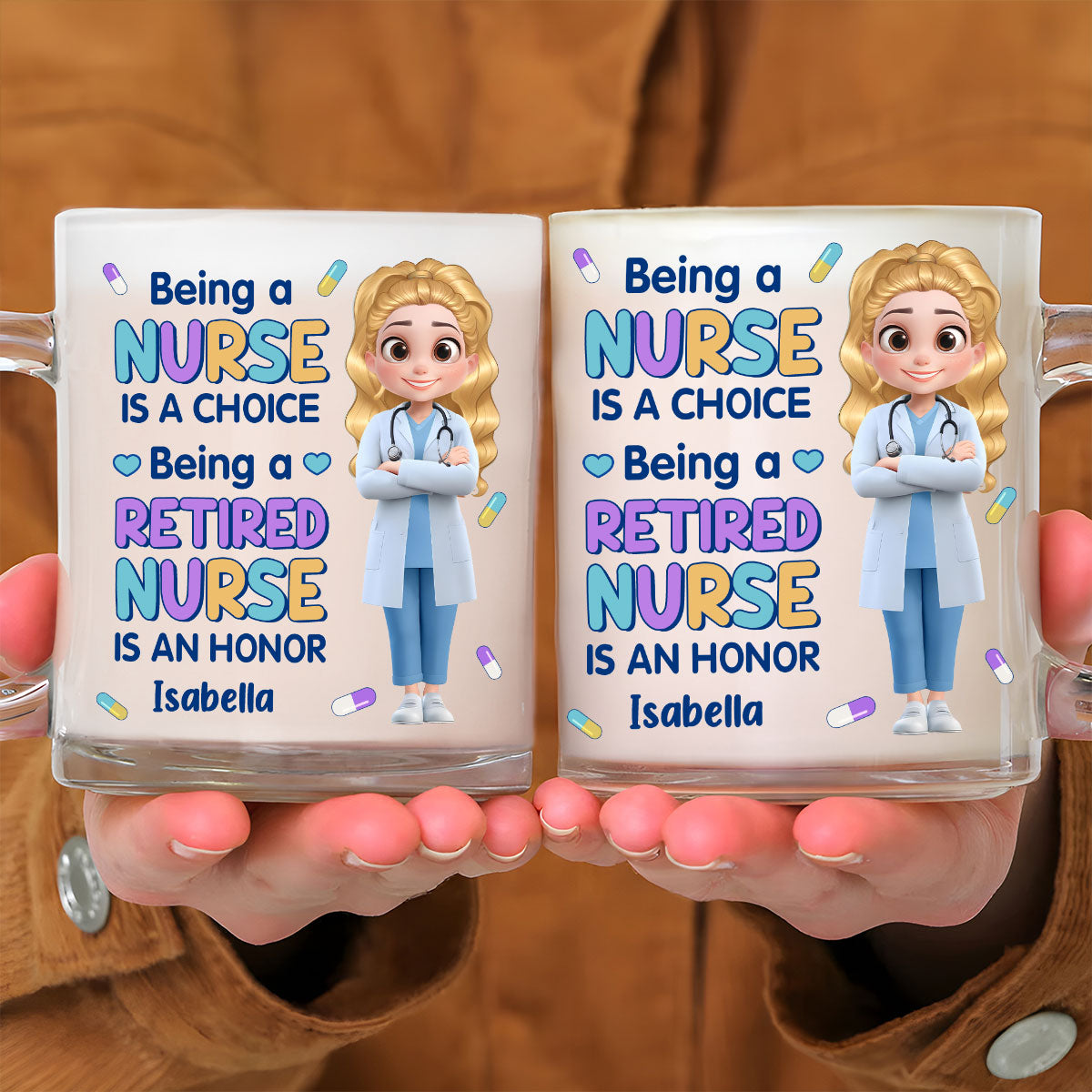 Retired Nurse Is An Honor - Personalized Custom Glass Mug