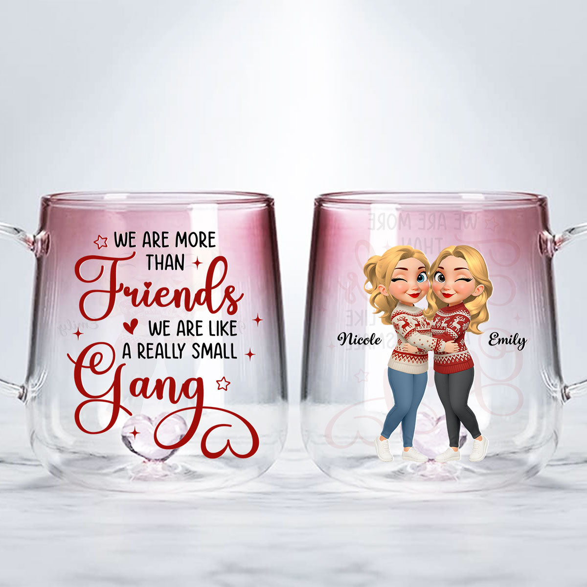 Partners In Laughter And Crime - Personalized Custom Pink Gradient Glass Mug