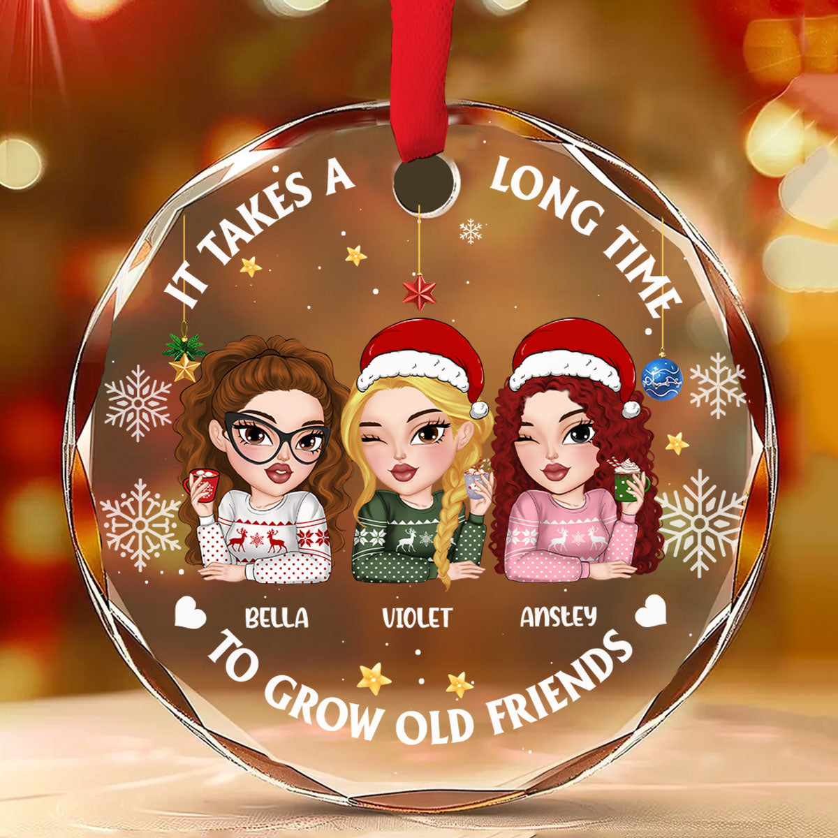 It Takes A Long Time To Grow An Old Friend Christmas - Personalized Custom Glass Ornament