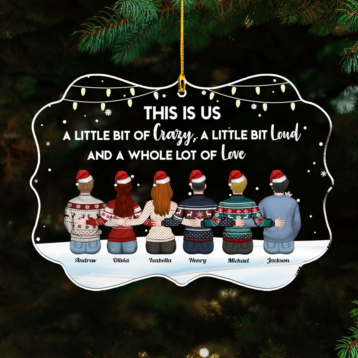 Family Never Apart In Heart - Personalized Custom Acrylic Ornament