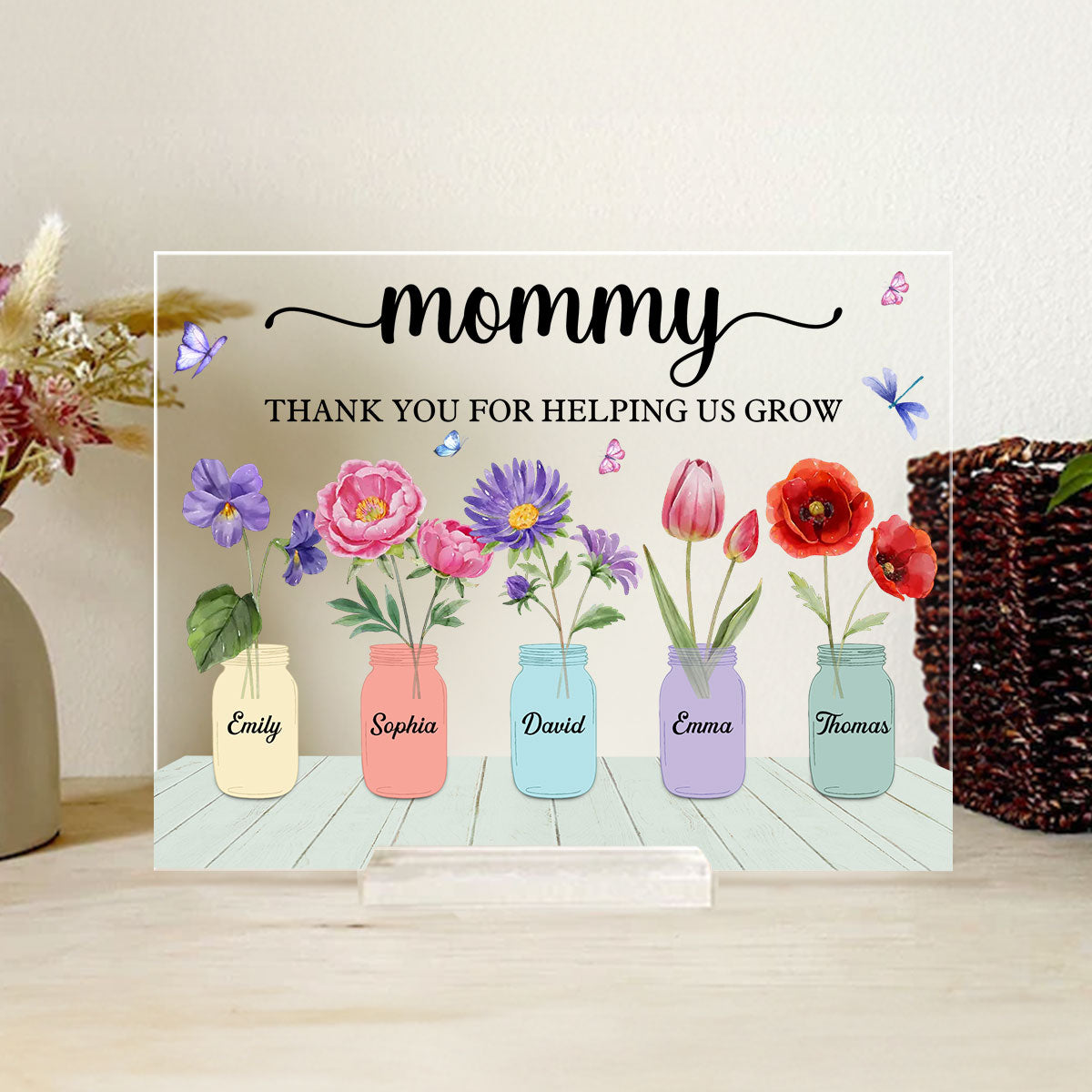 Thank You For Helping Us Grow - Personalized Custom Acrylic Plaque With Base