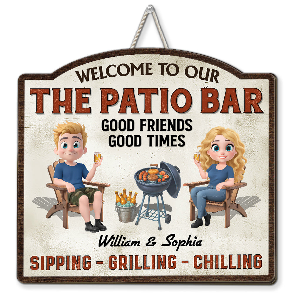 Welcome To Our Patio - Personalized Custom Wood Sign