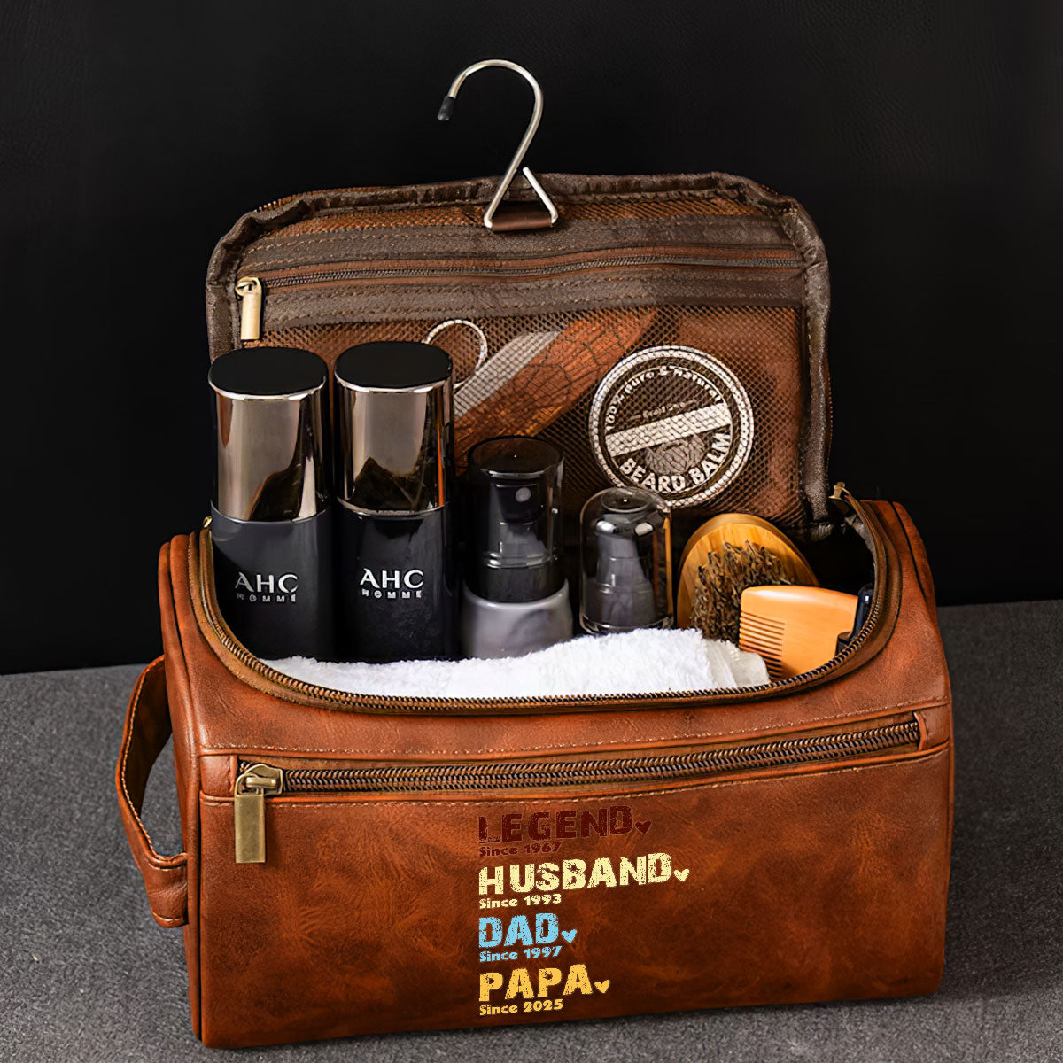 Legend Husband Dad Grandpa - Personalized Custom Leather Toiletry Bag