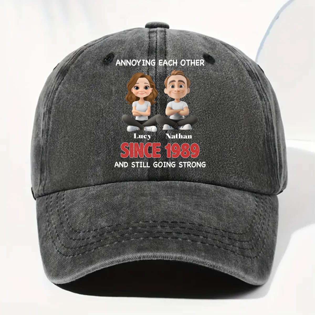 Forever Love - Personalized Custom Vintage Washed Denim Cap