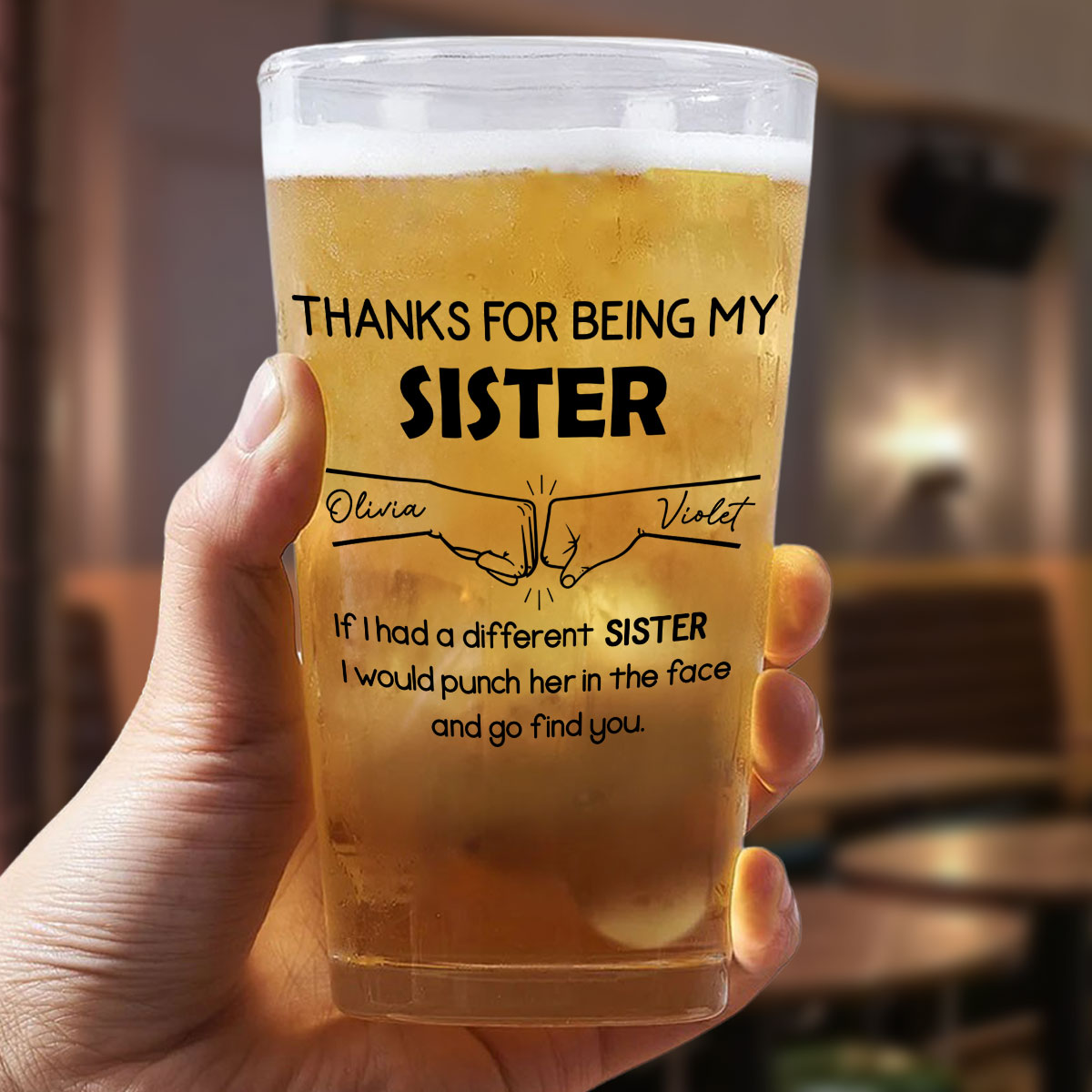 Thanks For Being My Brother - Personalized Custom Beer Glass