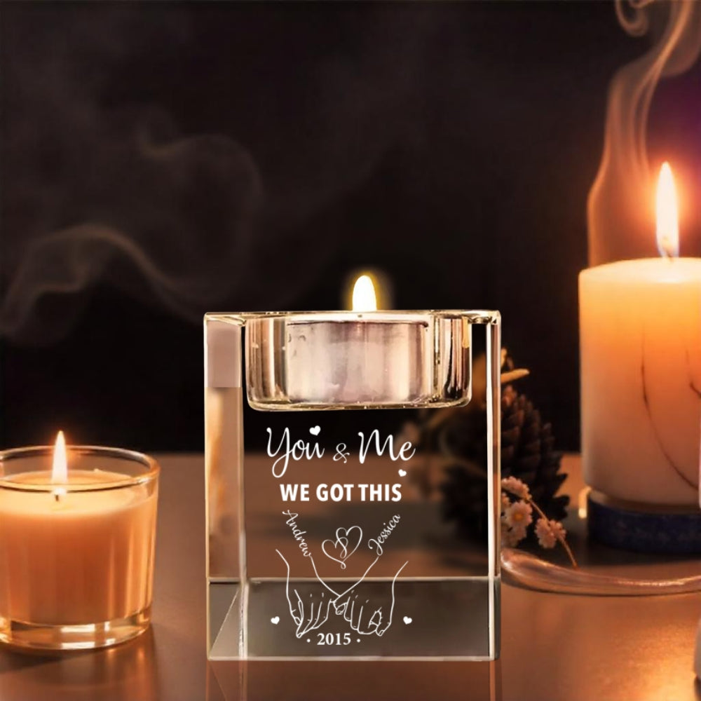 You And Me - Personalized Custom Crystal Candle Holder