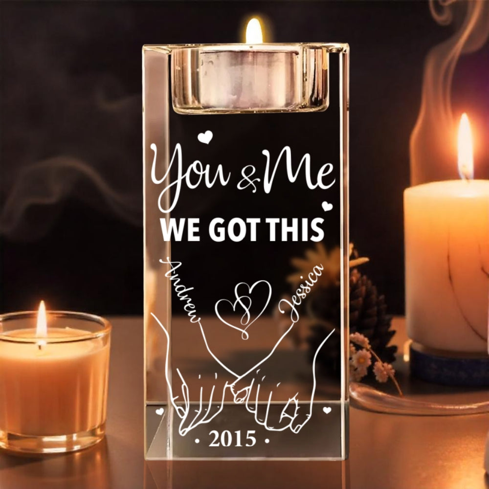 You And Me - Personalized Custom Crystal Candle Holder