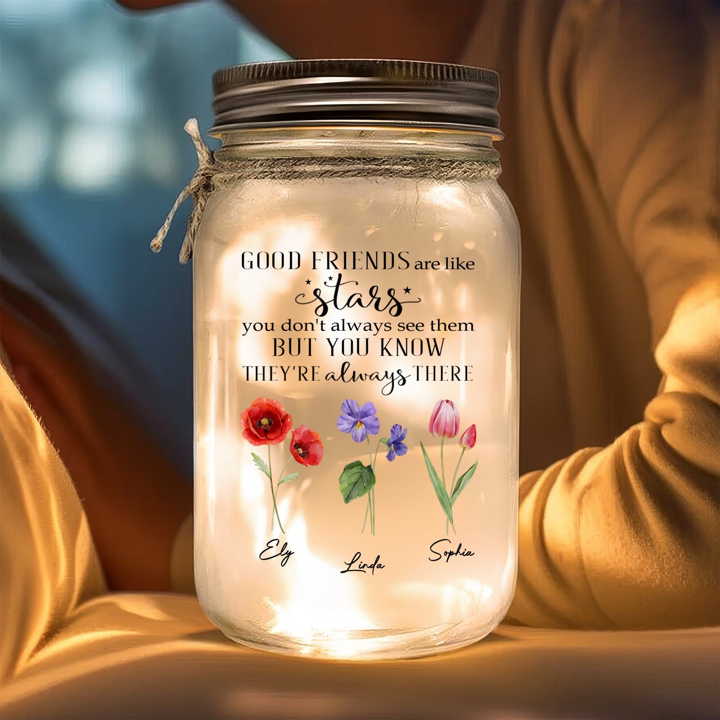 Friends Like Stars - Personalized Custom Mason Jar Light