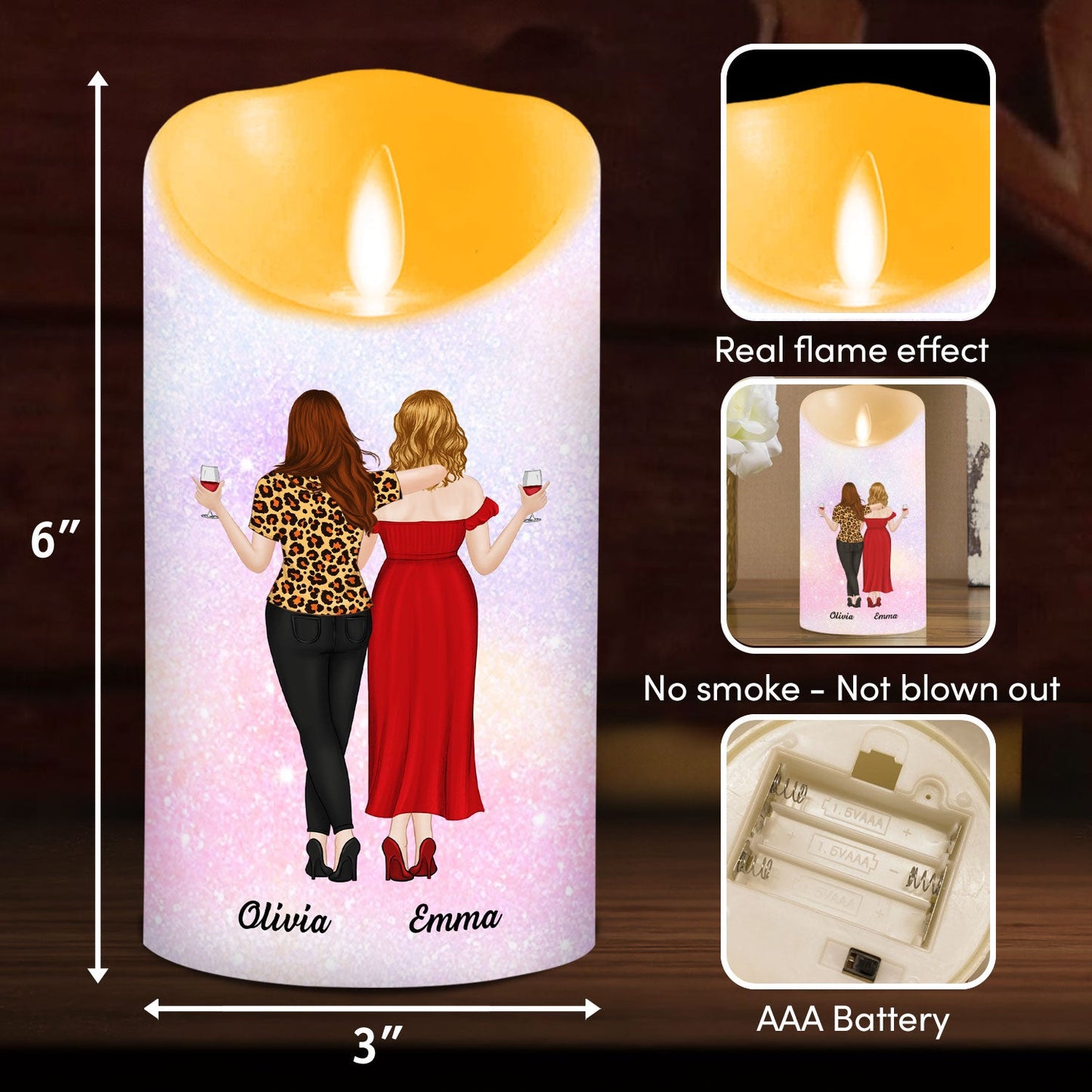 Unbiological Sisters - Personalized Custom LED Candle