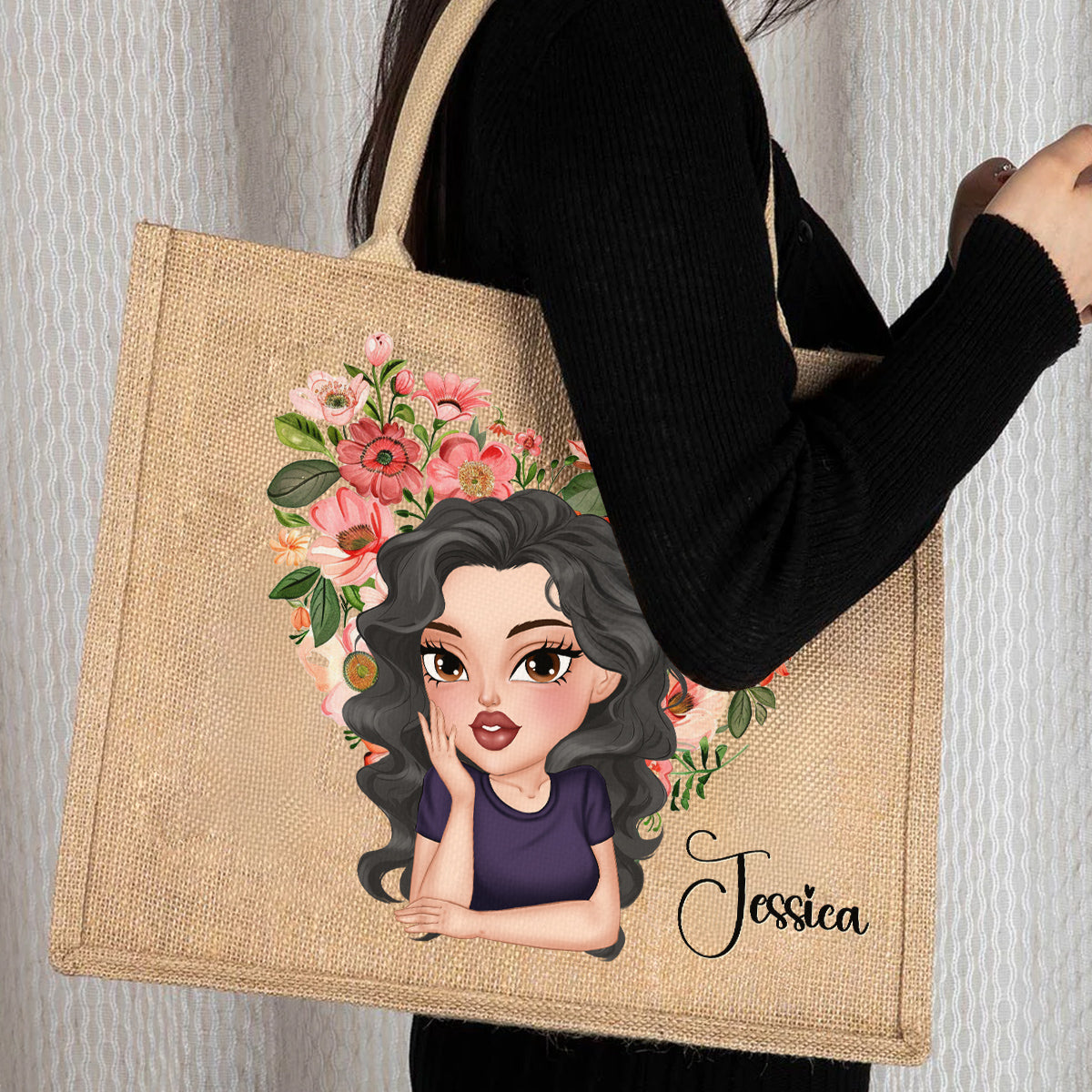 Our Friendship Is The Sweetest Flower Of All - Personalized Custom Jute Tote Bag