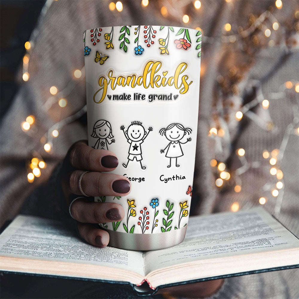 Grandkids Make Life Grand - Personalized Custom 3D Inflated Effect Tumbler