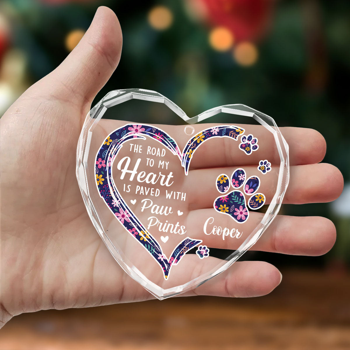 The Road To Fur Mom Heart - Personalized Custom Glass Ornament