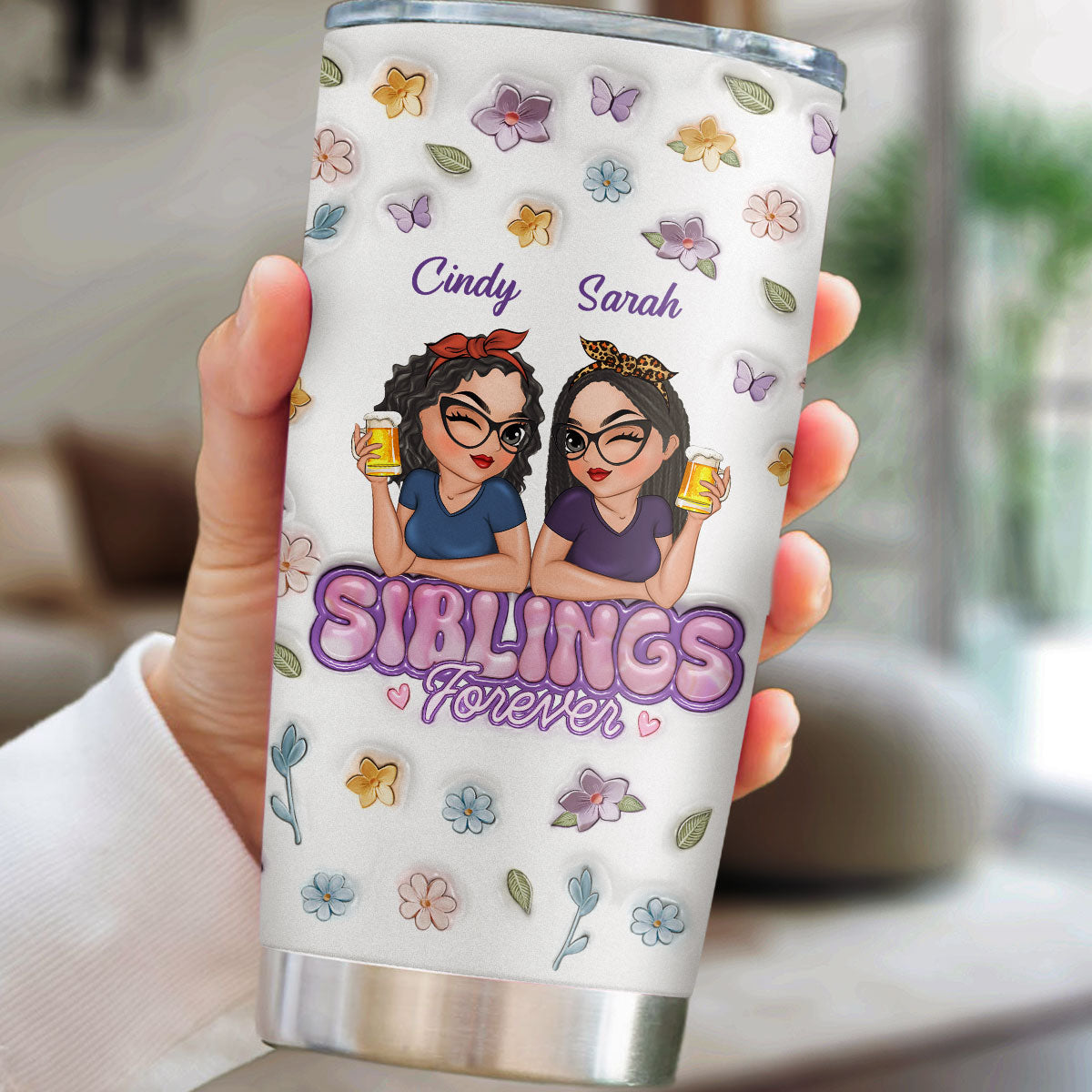 Besties Forever - Personalized Custom 3D Inflated Effect Tumbler