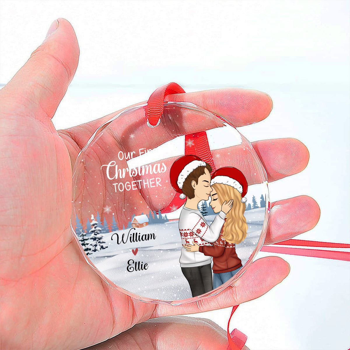Our First Christmas - Personalized Custom Glass Ornament