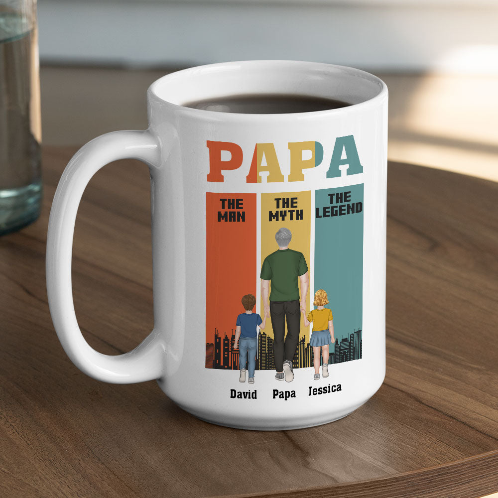 Papa The Man The Legend - Personalized Custom Coffee Mug