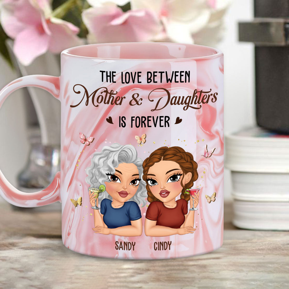 Love Last Forever - Personalized Custom Pink Marble Mug