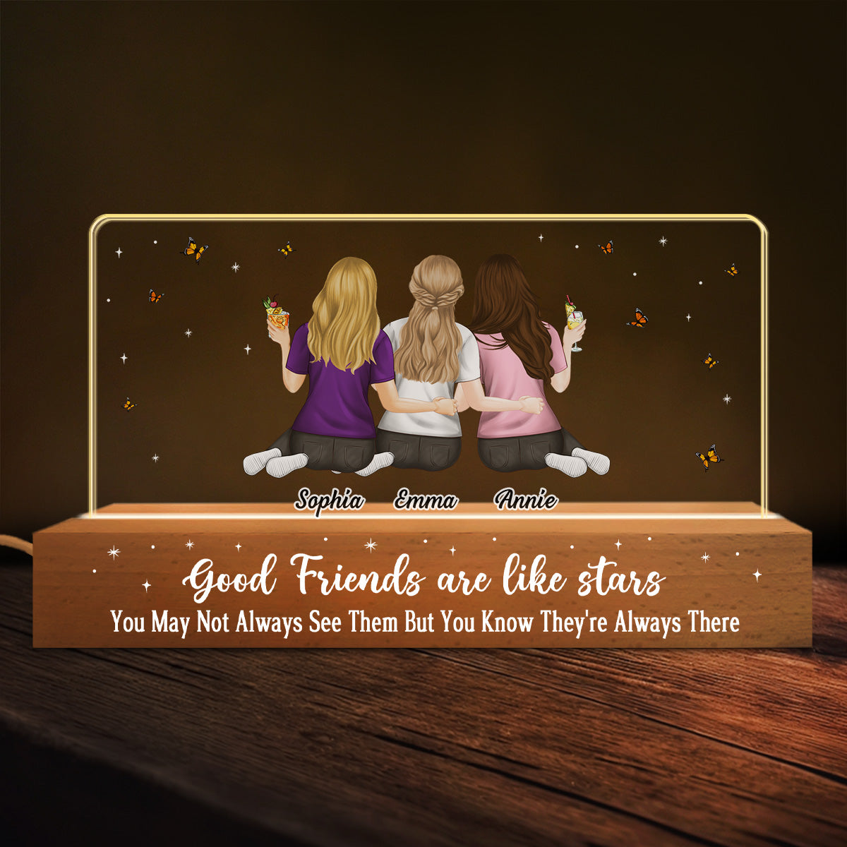 Friends Are Stars - Personalized Custom Acrylic 3D LED Night Light