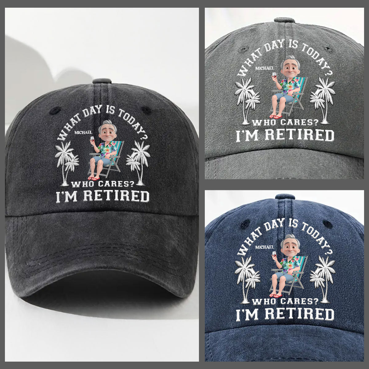 What Day Is Today - Personalized Custom Vintage Washed Denim Cap