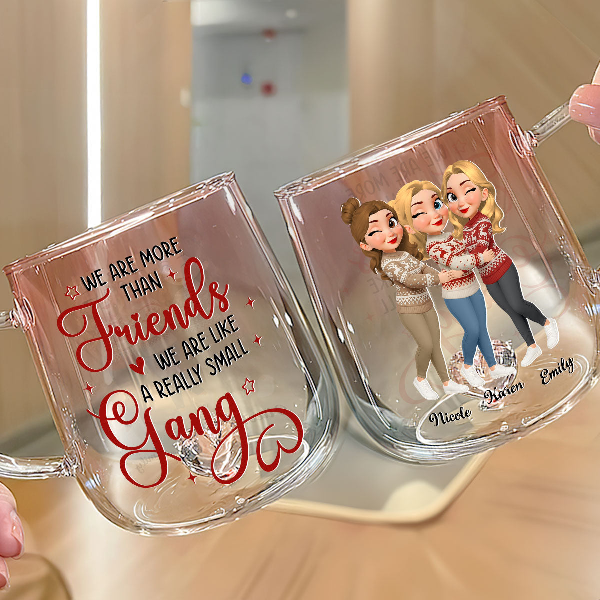 Partners In Laughter And Crime - Personalized Custom Pink Gradient Glass Mug