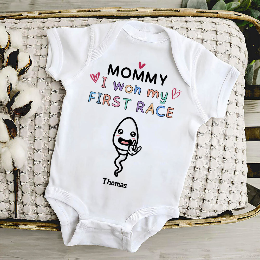 Mummy I Won First Race - Personalized Custom Baby Onesie