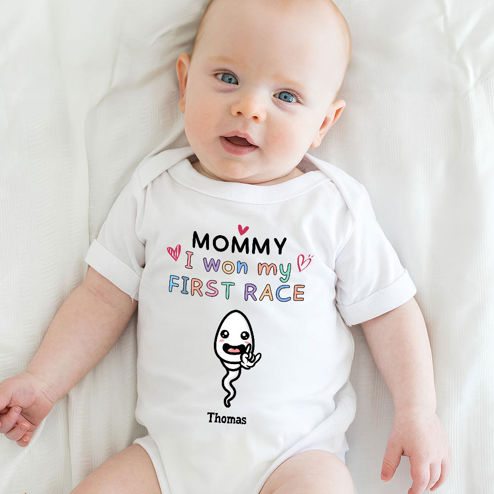 Mummy I Won First Race - Personalized Custom Baby Onesie