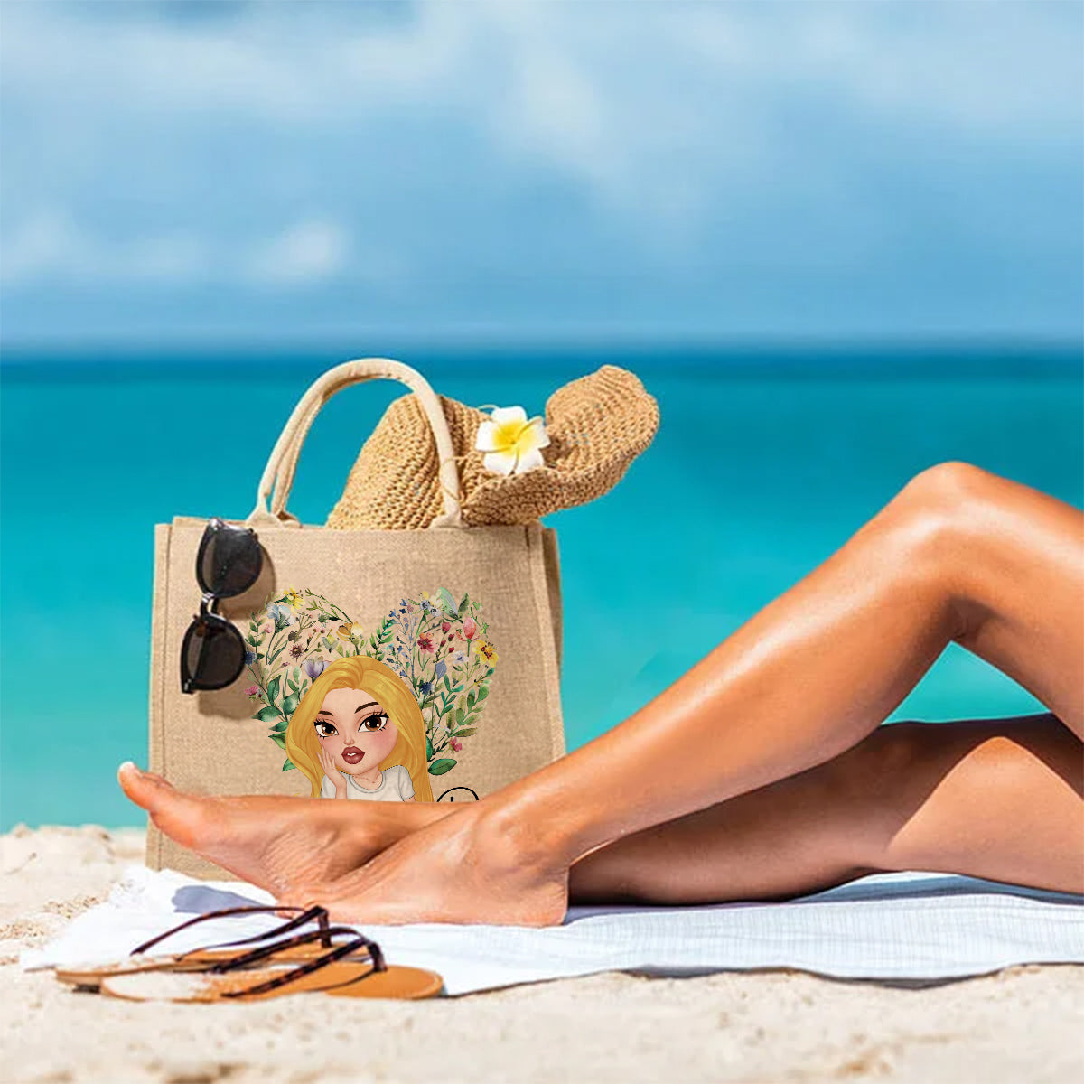 Our Friendship Is The Sweetest Flower Of All - Personalized Custom Jute Tote Bag