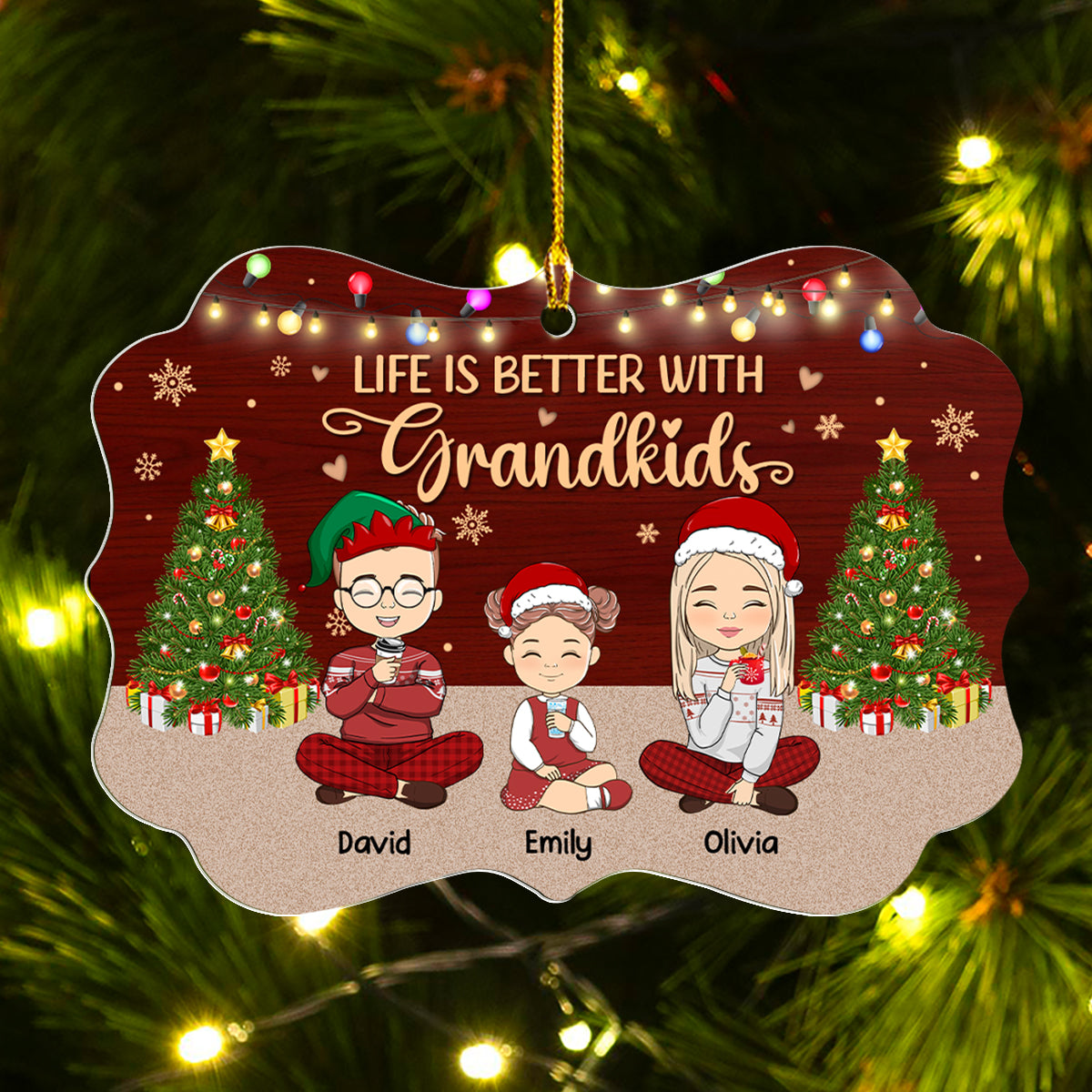 Life Is Better With Grandkids Christmas - Personalized Custom Acrylic Ornament