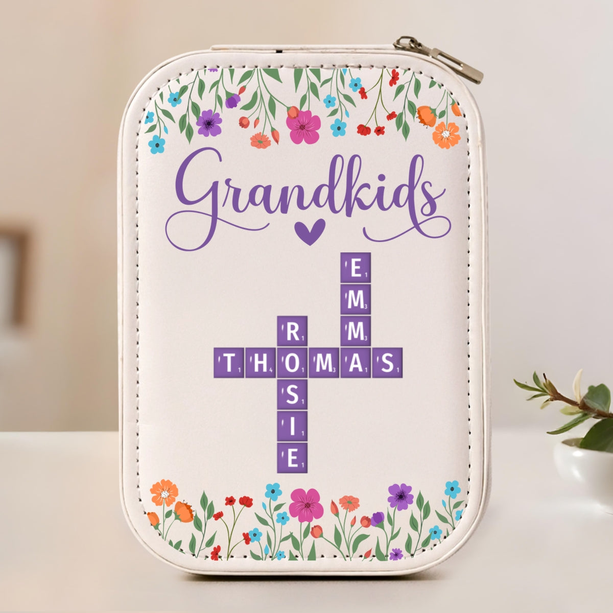Love Grandkids - Personalized Custom Jewelry Box With LED Mirror