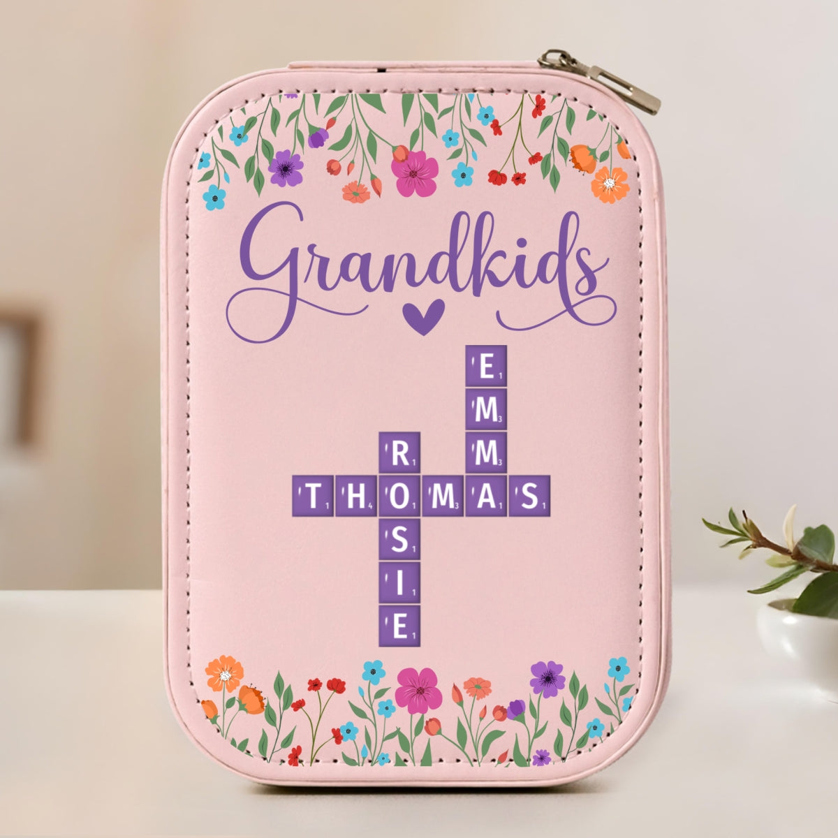 Love Grandkids - Personalized Custom Jewelry Box With LED Mirror