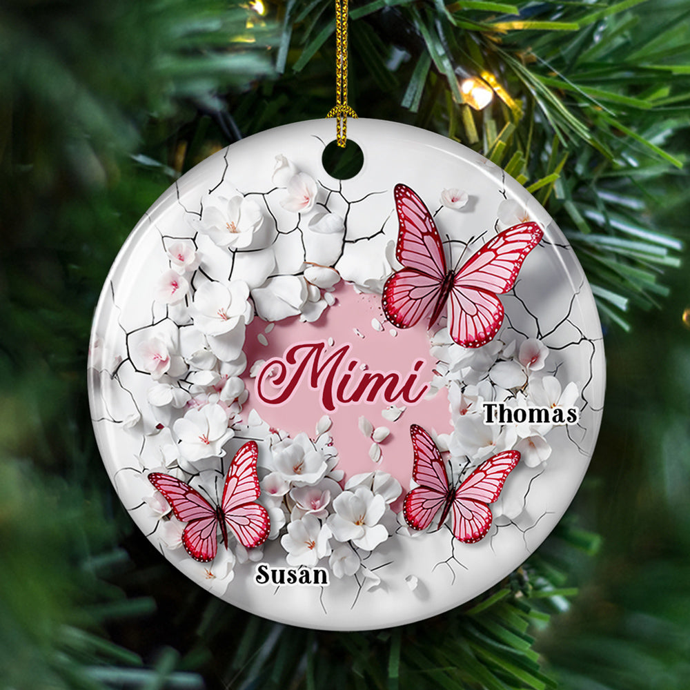 Grandma Butterfly - Personalized Custom Ceramic Ornament