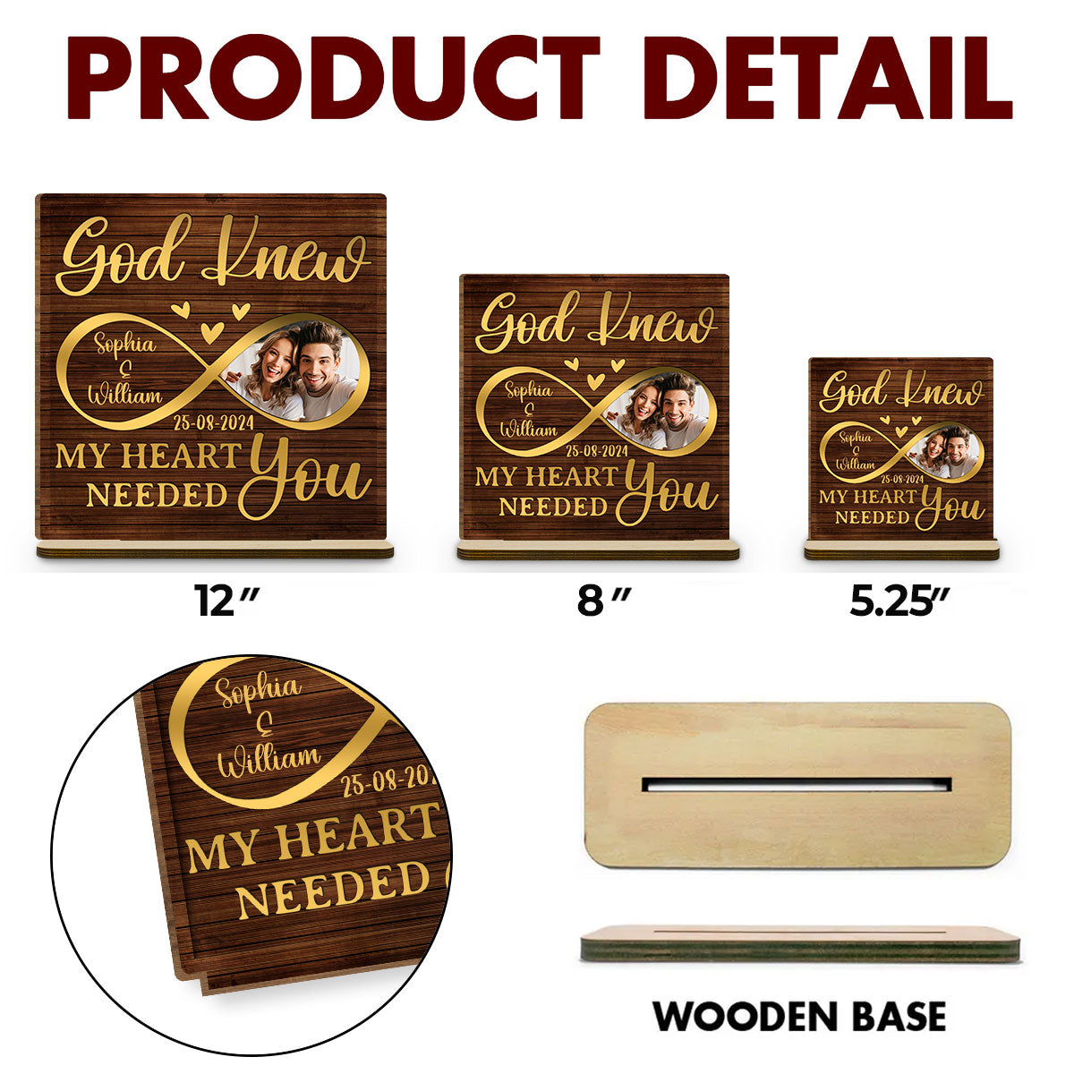 I Need You Love - Personalized Custom 2-Layer Wood Plaque With Flat Base