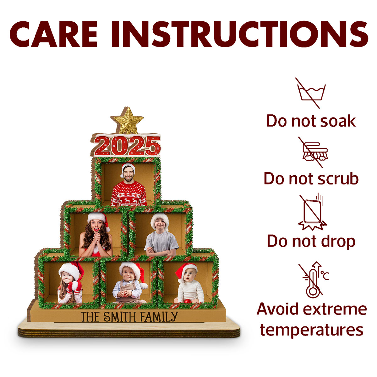 Family 2025 - Personalized Custom 2-Layer Wood Plaque With Flat Base