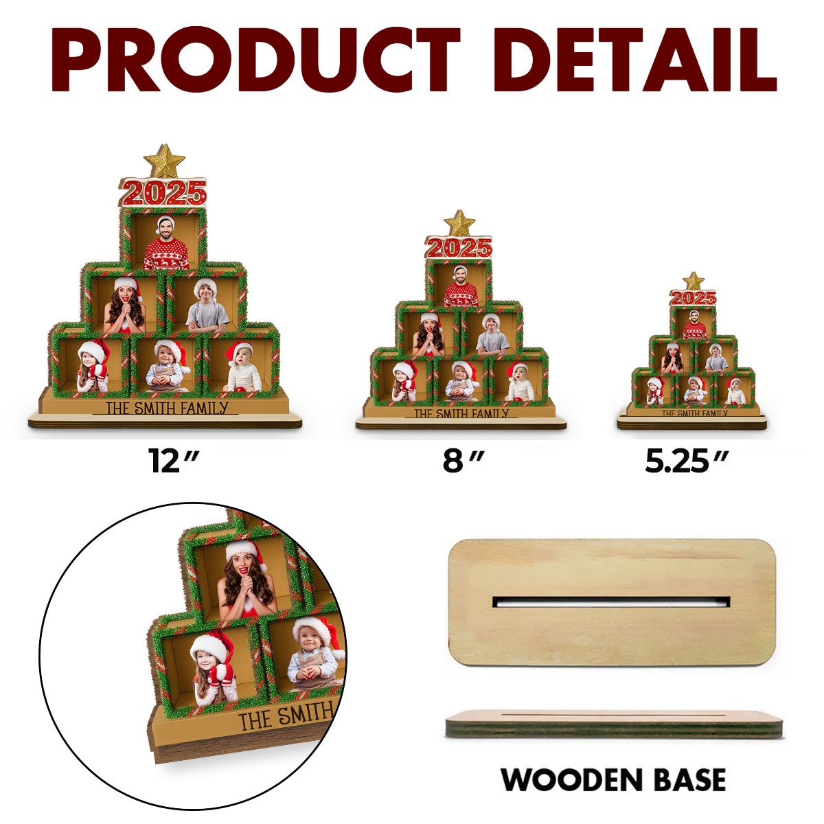 Family 2025 - Personalized Custom 2-Layer Wood Plaque With Flat Base