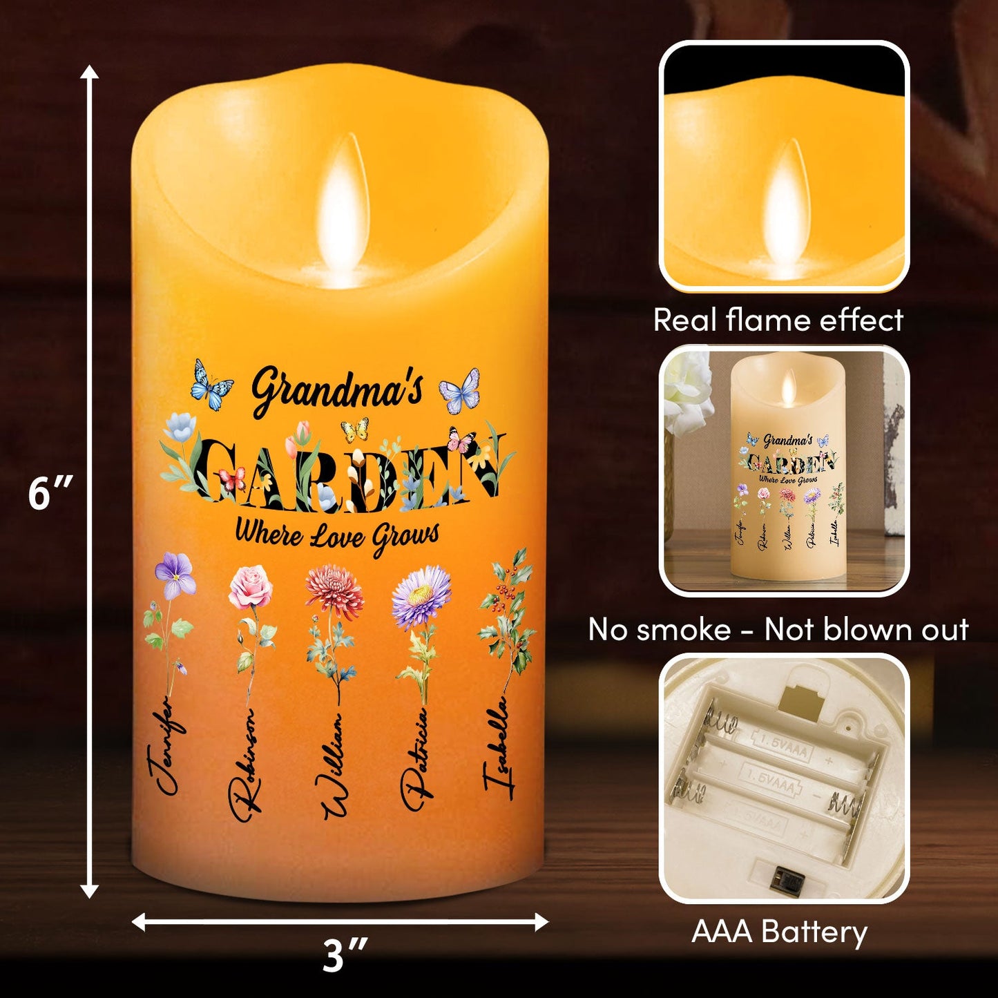 Grandma Garden - Personalized Custom LED Candle