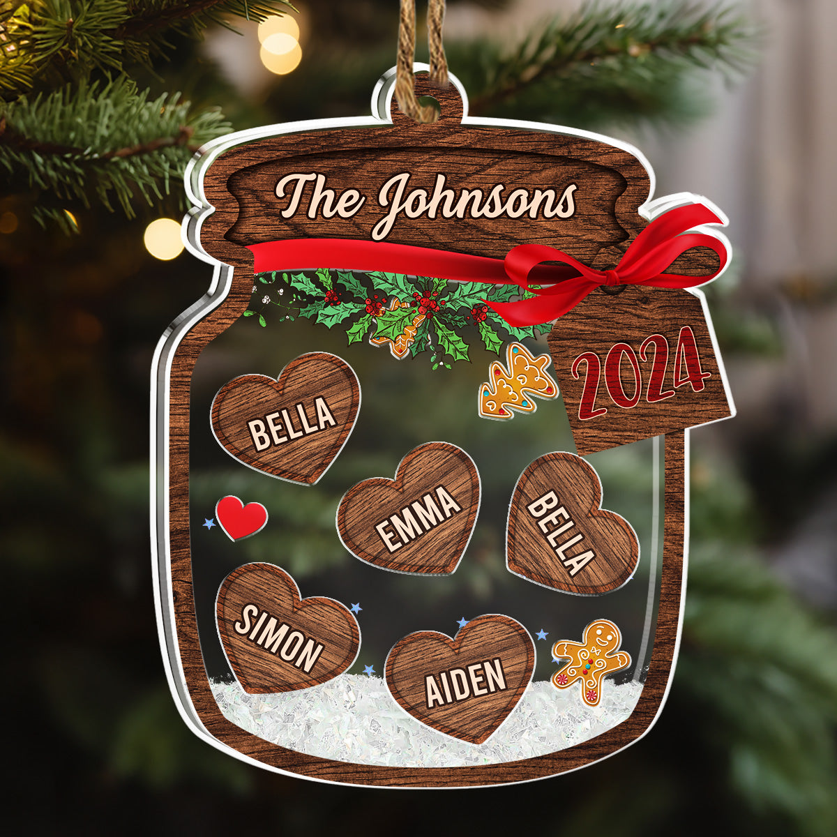 Family Name Christmas - Personalized Custom Acrylic Shaker Ornament