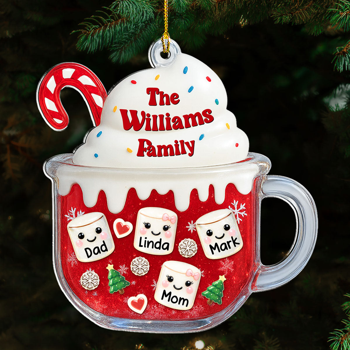 Cozy Cocoa Family - Personalized Custom Acrylic Ornament