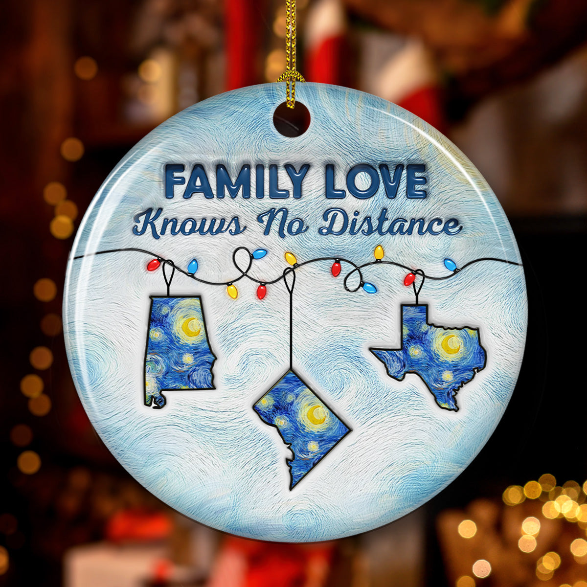 Long Distance - Personalized Custom  3D Inflated Effect Ceramic Ornament