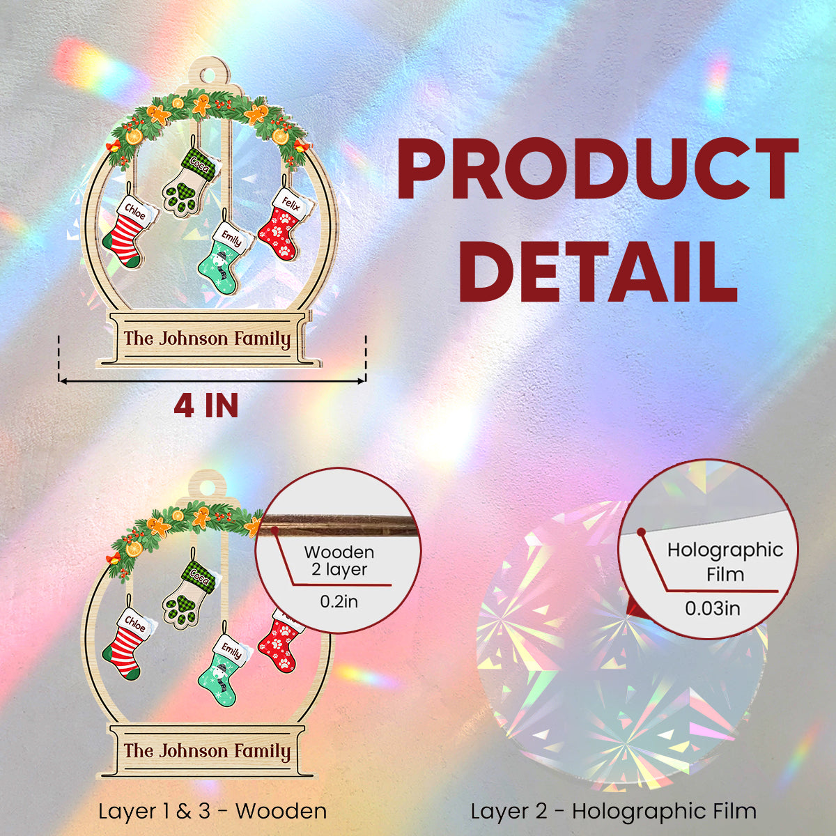 Our Family - Personalized Custom Rainbow Ornament