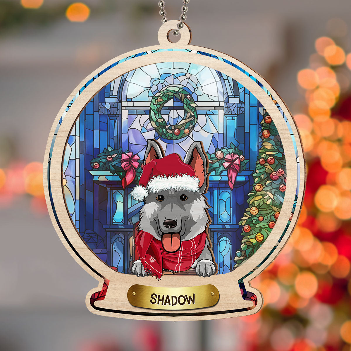 Snow Globe Dog - Personalized Custom Suncatcher Ornament