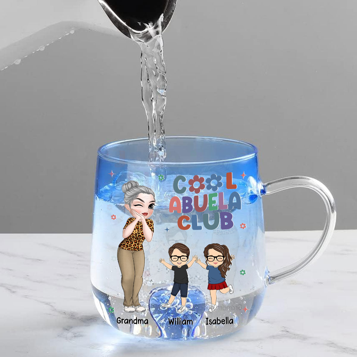 Cool Grandma Club - Personalized Custom Blue Gradient Glass Mug