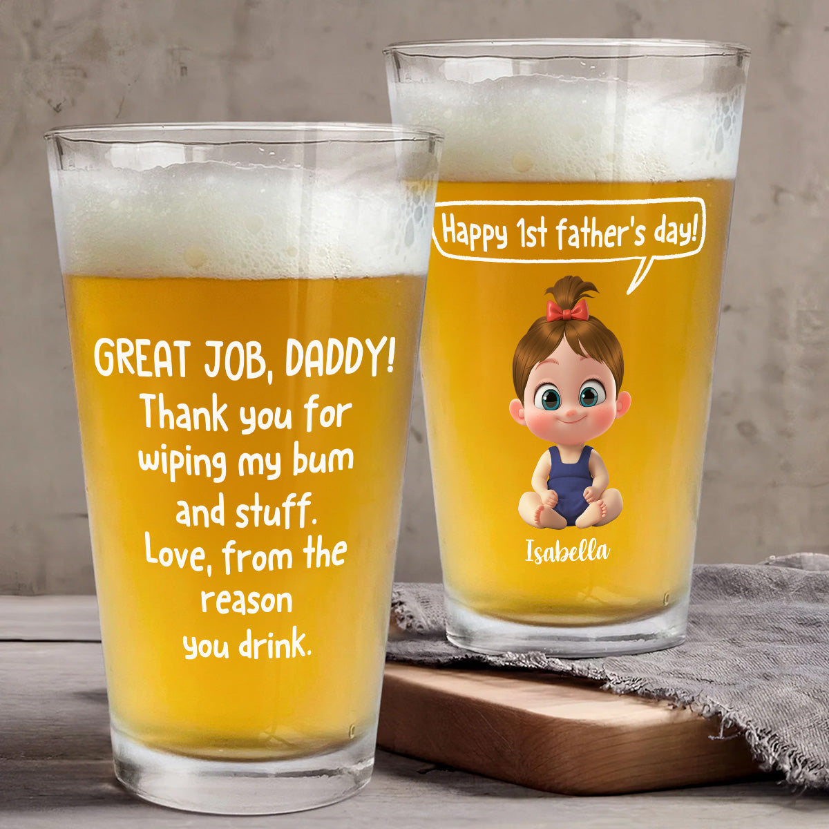 Great Job Daddy - Personalized Custom Beer Glass