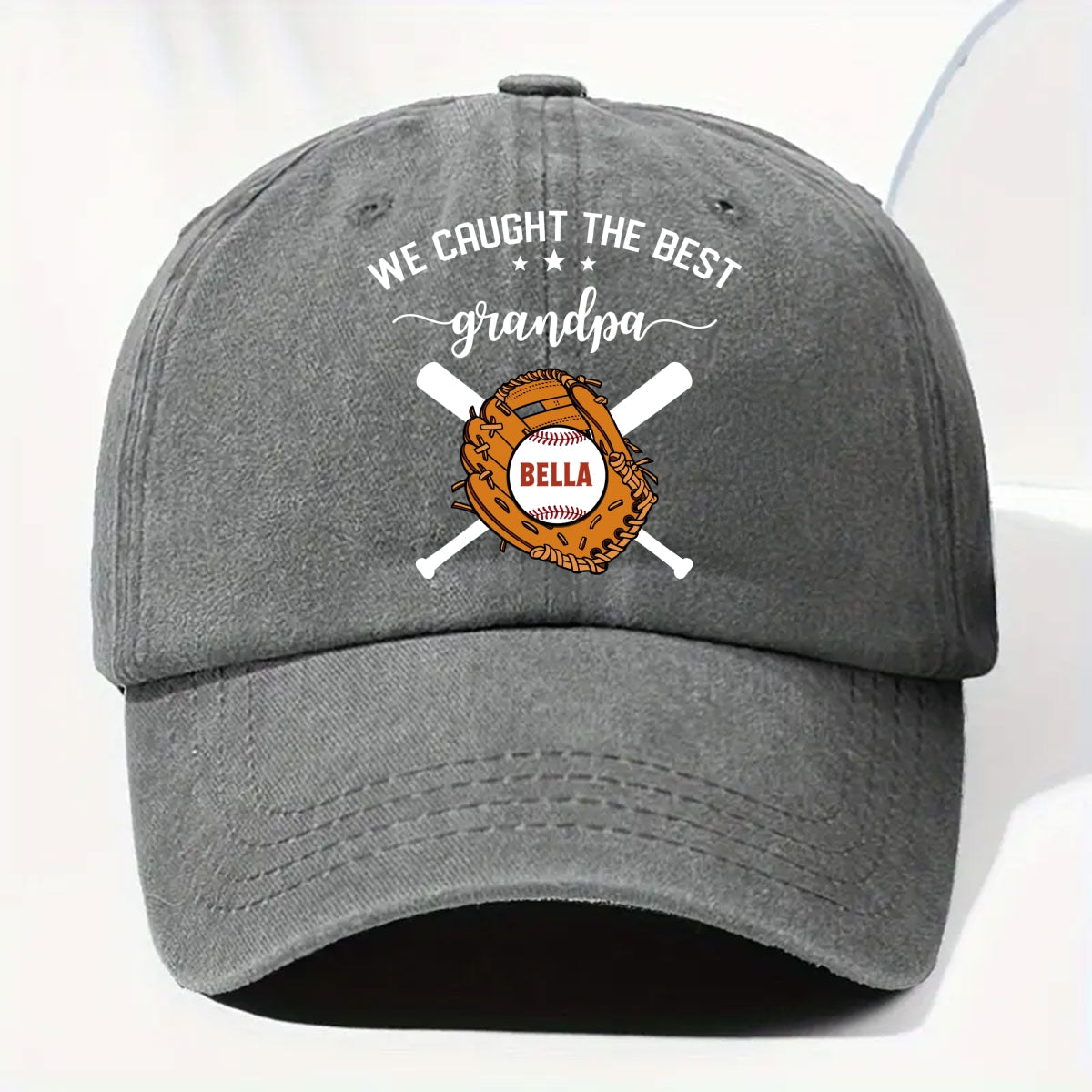 We Caught The Best Dad - Personalized Custom Vintage Washed Denim Cap