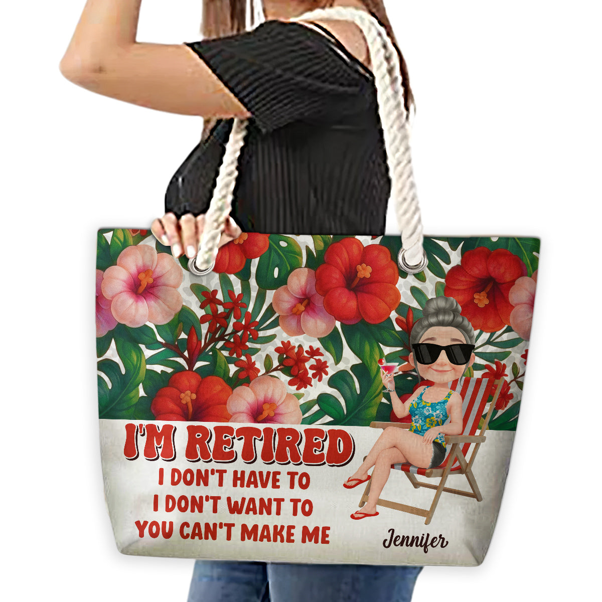 I Am Retired - Personalized Beach Bag