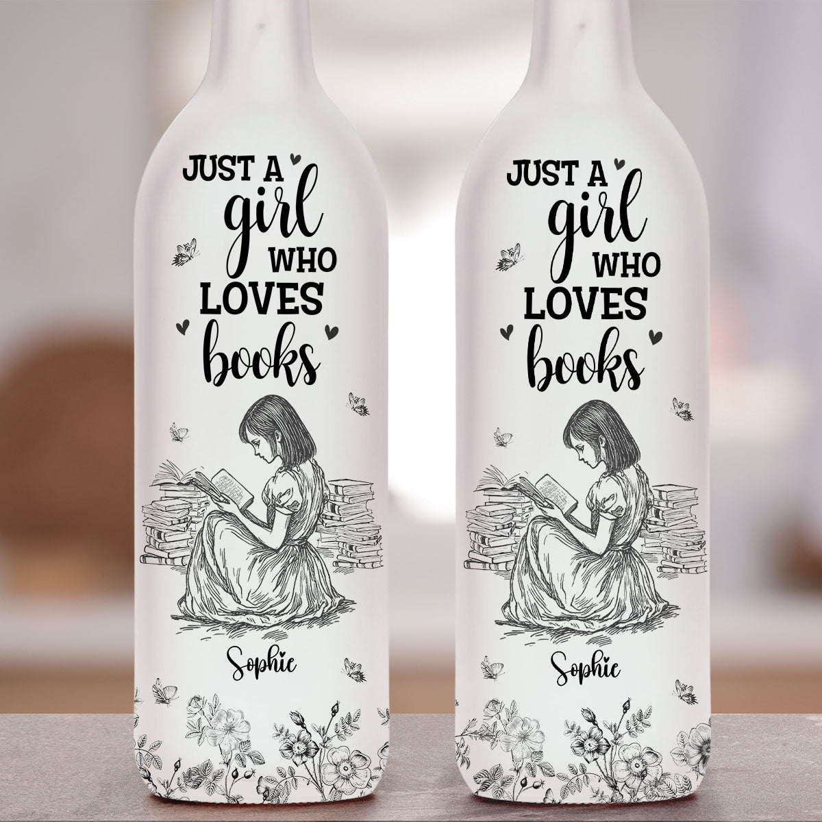 A Girl Who Loves Books - Personalized Custom Bottle Lamp