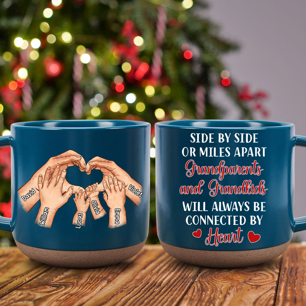 We Will Always Be Connected By Heart - Personalized Custom Pottery Mug