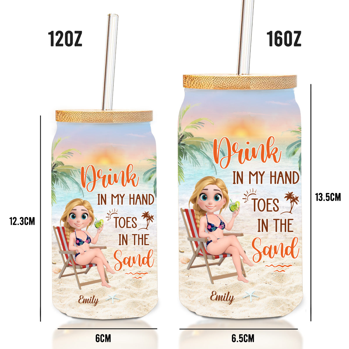 Life Is Better At The Beach - Personalized Custom Glass Can