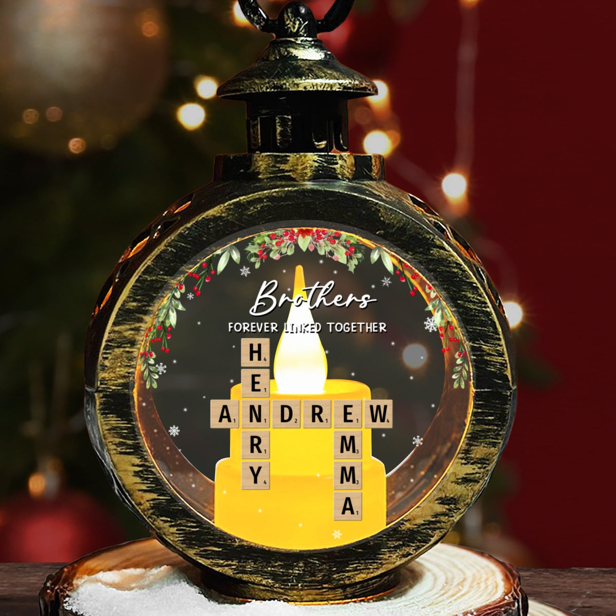 Family Roots Hold Us Close - Personalized Custom Christmas Lantern