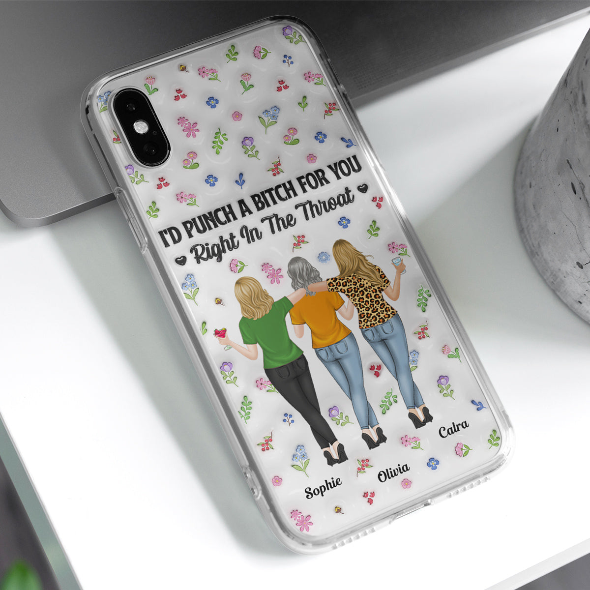 Punch Bitch Besties - Personalized Custom 3D Inflated Effect Phone Case