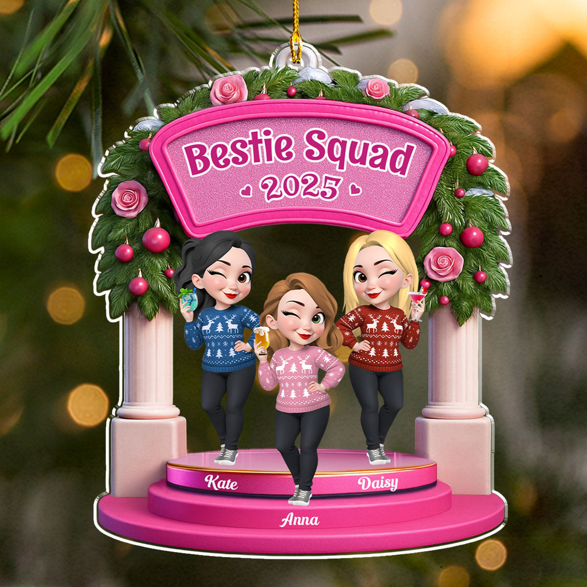 Besties Make The Season Bright - Personalized Custom Acrylic Ornament